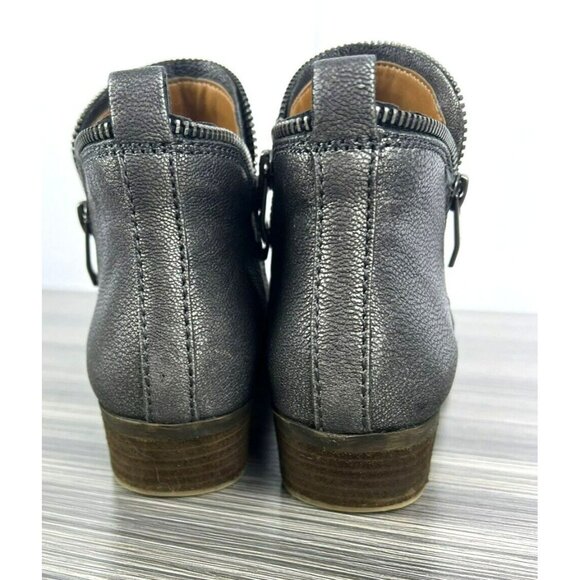 Vince Camuto Women Bootie Size 6 Bristin Low Heel Leather Bootie Exposed Zipper - Picture 5 of 10